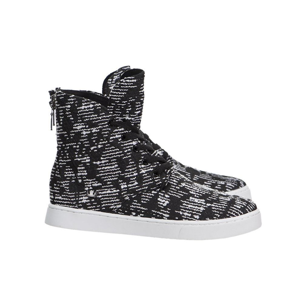 Baskets Montantes Supra Joplin Noir Blanche Black/Pattern-White Femme | FNN-73484515